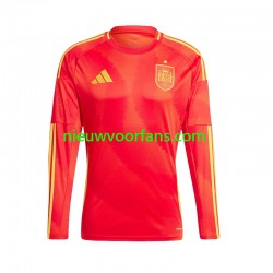 Spanje Heren Shirt met Bedrukking Thuis Euro 2024 Lange Mouw