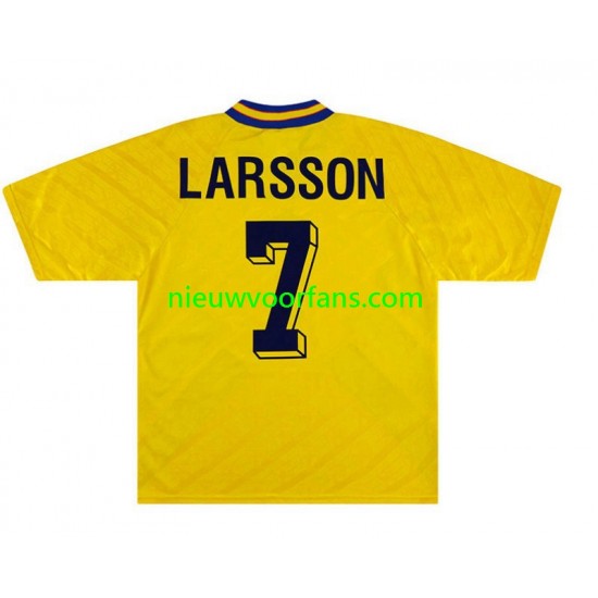 Zweden Heren Shirt met Bedrukking Henrik Larsson 7 Retro Thuis 1994 Korte Mouw