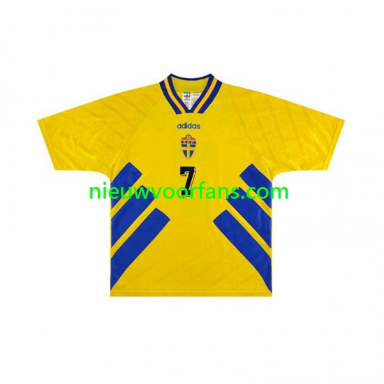 Zweden Heren Shirt met Bedrukking Henrik Larsson 7 Retro Thuis 1994 Korte Mouw