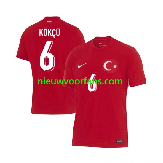 Turkije Heren Shirt met Bedrukking Orkun Kokcu 6 Uit Euro 2024 Korte Mouw