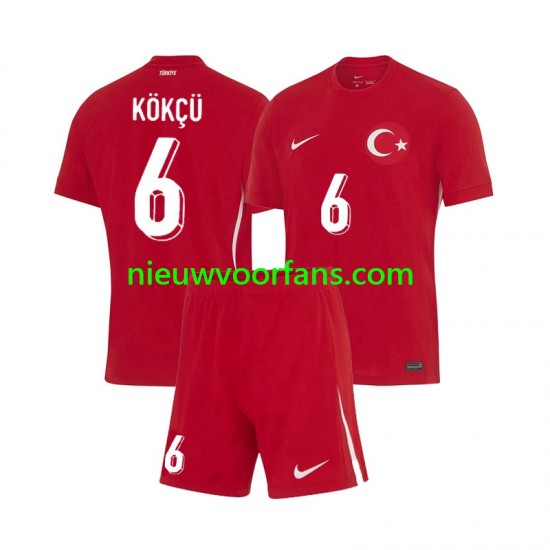 Turkije Kind Shirt met Bedrukking Orkun Kokcu 6 Uit Euro 2024 Korte Mouw