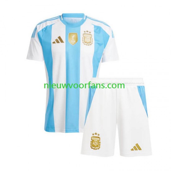 Argentinië Kind Shirt met Bedrukking Thuis Copa America 2024 Korte Mouw