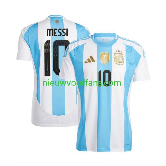 Argentinië Heren Shirt met Bedrukking Lionel Messi 10 Thuis Copa America 2024 Korte Mouw