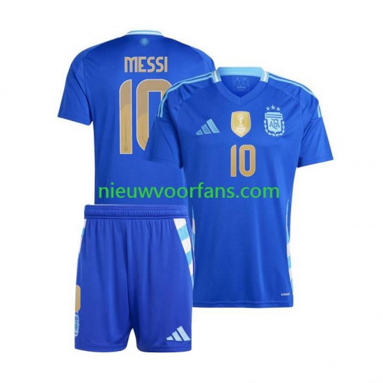Argentinië Kind Shirt met Bedrukking Lionel Messi 10 Uit Copa America 2024 Korte Mouw