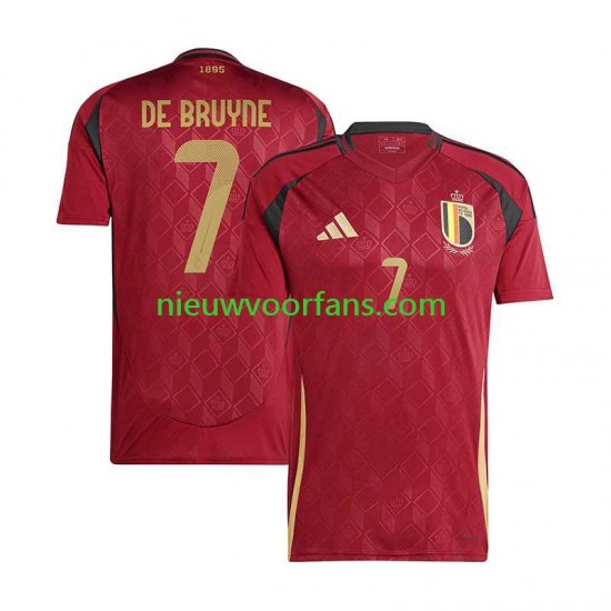 België Heren Shirt met Bedrukking De Bruyne 7 Thuis Euro 2024 Korte Mouw
