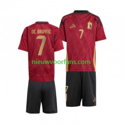 België Kind Shirt met Bedrukking De Bruyne 7 Thuis Euro 2024 Korte Mouw