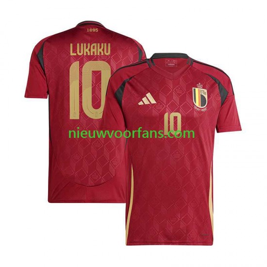 België Heren Shirt met Bedrukking Romelu Lukaku 10 Thuis Euro 2024 Korte Mouw