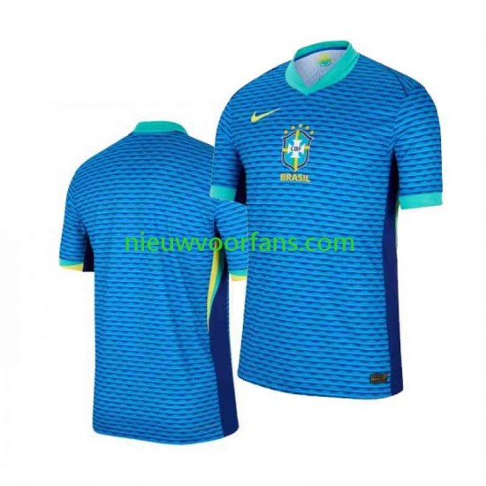 Brazilië Heren Shirt met Bedrukking Uit Copa America 2024 Korte Mouw