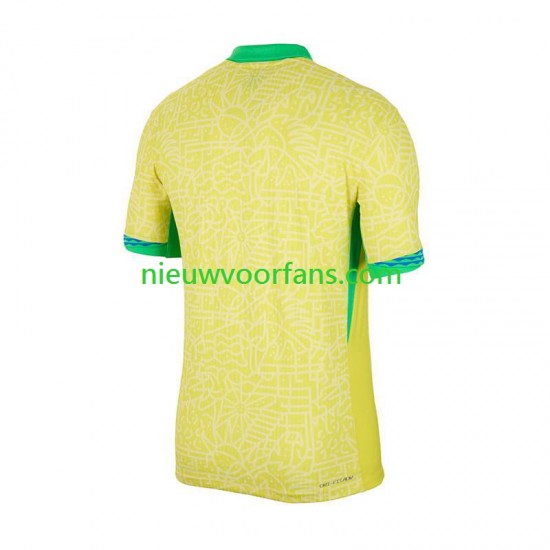 Brazilië Heren Shirt met Bedrukking Thuis Copa America 2024 Korte Mouw