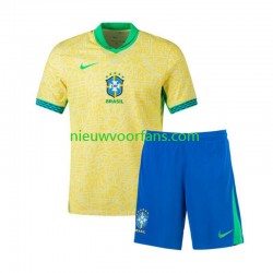 Brazilië Kind Shirt met Bedrukking Thuis Copa America 2024 Korte Mouw