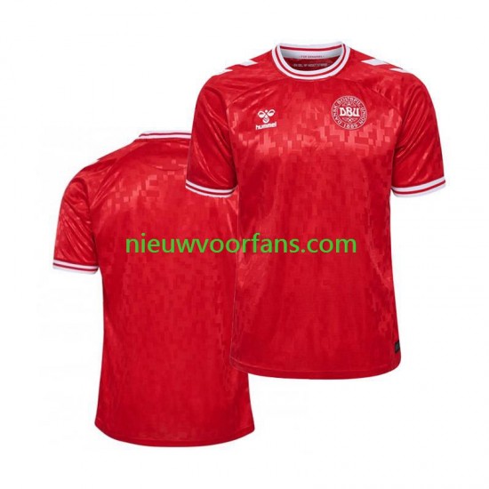 Denemarken Heren Shirt met Bedrukking Thuis Euro 2024 Korte Mouw