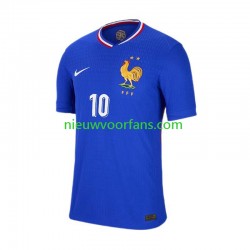 Frankrijk Heren Shirt met Bedrukking Mbappé 10 Thuis Euro 2024 Korte Mouw