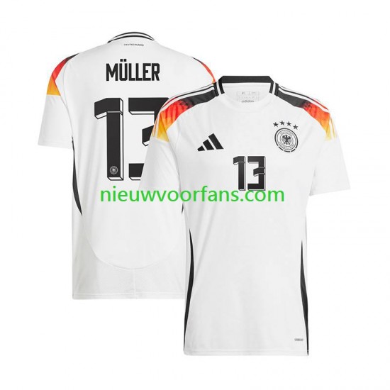 Duitsland Heren Shirt met Bedrukking Thomas Muller 13 Thuis Euro 2024 Korte Mouw