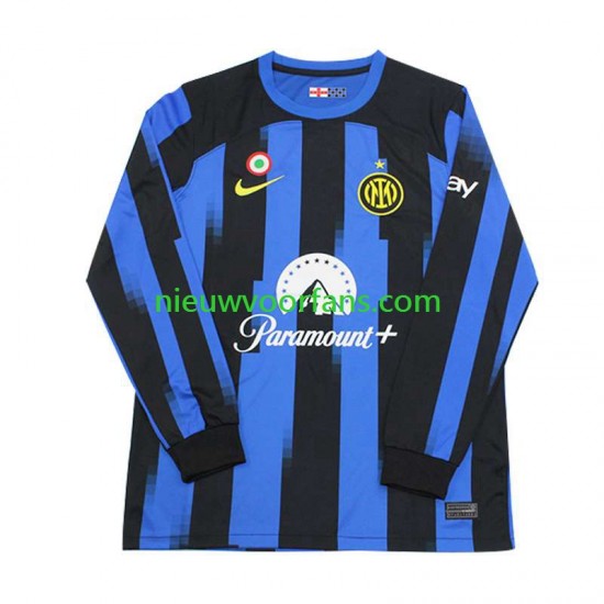 Inter Milan Heren Shirt met Bedrukking Thuis 2023-2024 Lange Mouw