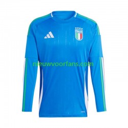 Italië Heren Shirt met Bedrukking Thuis Euro 2024 Lange Mouw