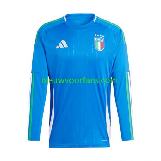Italië Heren Shirt met Bedrukking Thuis Euro 2024 Lange Mouw