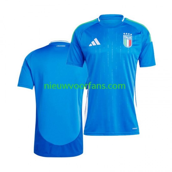 Italië Heren Shirt met Bedrukking Thuis Euro 2024 Korte Mouw