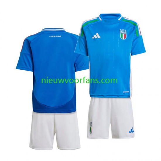 Italië Kind Shirt met Bedrukking Thuis Euro 2024 Korte Mouw