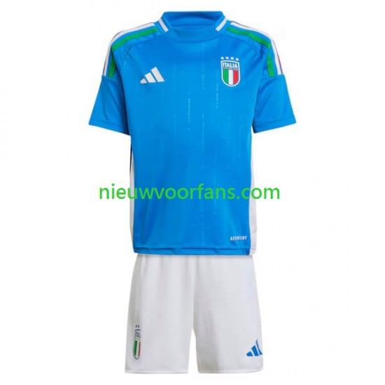 Italië Kind Shirt met Bedrukking Thuis Euro 2024 Korte Mouw