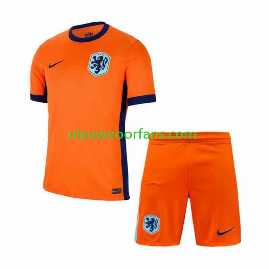 Nederland Kind Shirt met Bedrukking Thuis Euro 2024 Korte Mouw