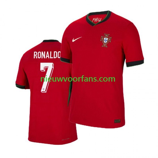 Portugal Heren Shirt met Bedrukking Cristiano Ronaldo 7 Thuis Euro 2024 Korte Mouw