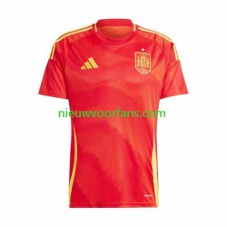 Spanje Heren Shirt met Bedrukking Thuis Euro 2024 Korte Mouw