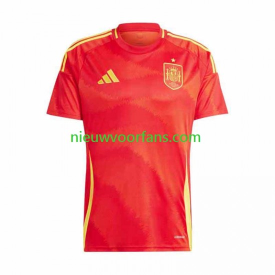 Spanje Heren Shirt met Bedrukking Thuis Euro 2024 Korte Mouw