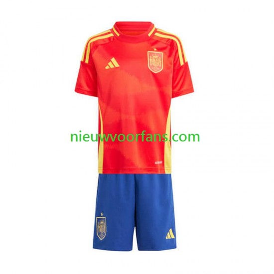 Spanje Kind Shirt met Bedrukking Thuis Euro 2024 Korte Mouw