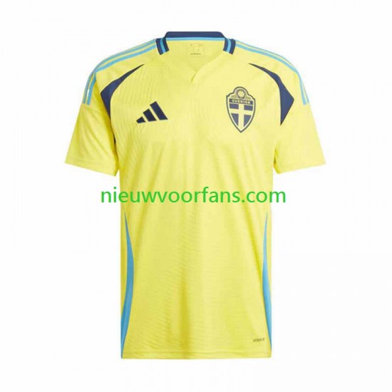 Zweden Heren Shirt met Bedrukking Thuis 2024 Korte Mouw