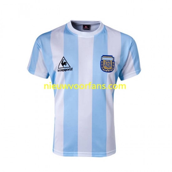 Argentinië Heren Shirt met Bedrukking 1986 Retro Thuis Korte Mouw