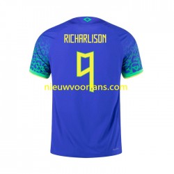 Brazilië Heren Shirt met Bedrukking RICHARLISON 9 Uit 2022 Korte Mouw