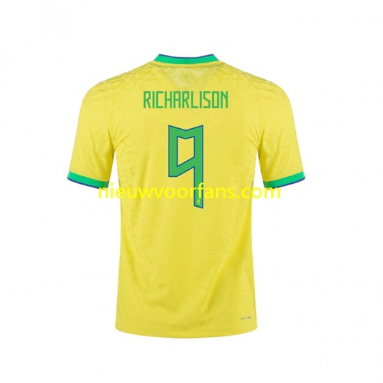 Brazilië Heren Shirt met Bedrukking RICHARLISON 9 Thuis 2022 Korte Mouw