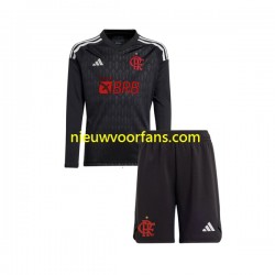 CR Flamengo Kind Shirt met Bedrukking Doelman Uit 2023-2024 Lange Mouw