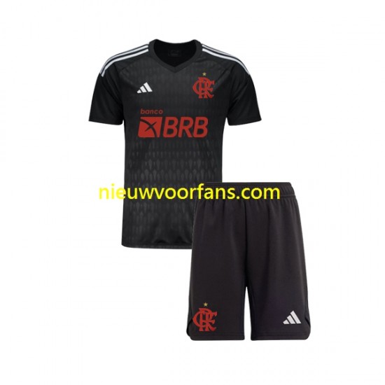 CR Flamengo Kind Shirt met Bedrukking Doelman Uit 2023-2024 Korte Mouw