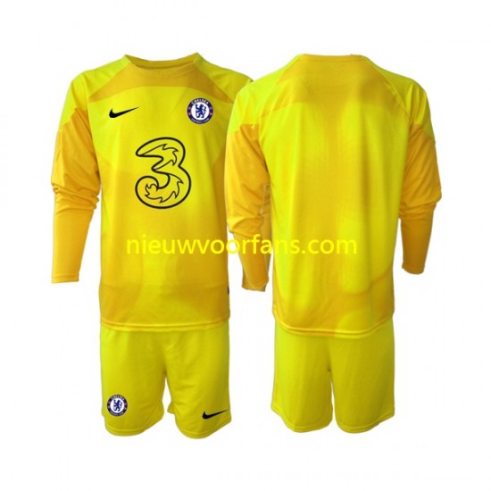 Chelsea Kind Shirt met Bedrukking Doelman Uit 2022-2023 Lange Mouw