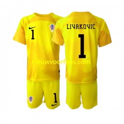 Kroatië Kind Shirt met Bedrukking Doelman Dominik Livakovic 1 Thuis WK 2022 Korte Mouw