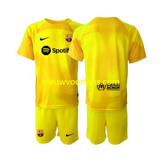 FC Barcelona Kind Shirt met Bedrukking Doelman Vierde 2022-2023 Korte Mouw