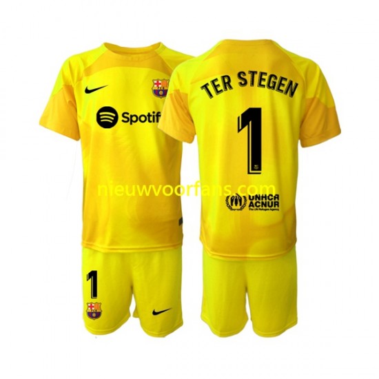 FC Barcelona Kind Shirt met Bedrukking Doelman Ter Stegen 1 Vierde 2022-2023 Korte Mouw