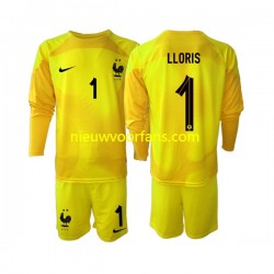 Frankrijk Kind Shirt met Bedrukking Doelman Hugo Lloris 1 Derde WK 2022 Lange Mouw
