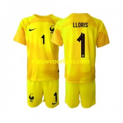 Frankrijk Kind Shirt met Bedrukking Doelman Hugo Lloris 1 Derde WK 2022 Korte Mouw