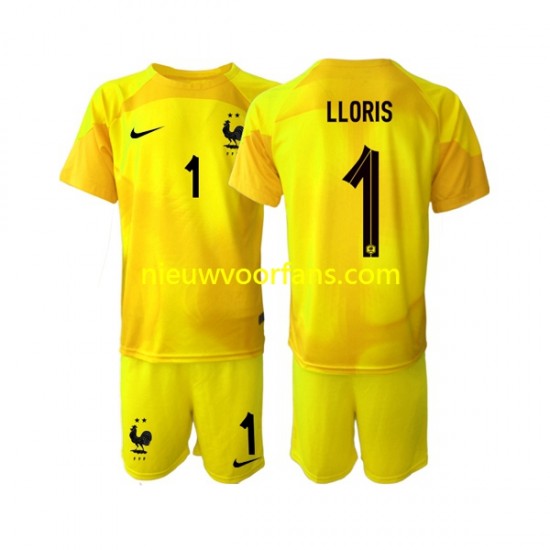Frankrijk Kind Shirt met Bedrukking Doelman Hugo Lloris 1 Derde WK 2022 Korte Mouw