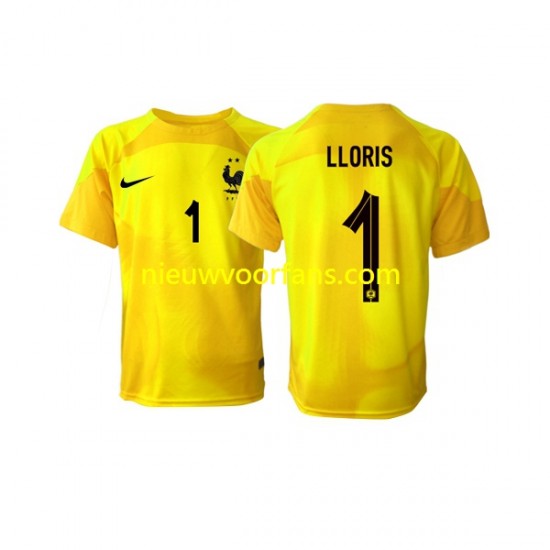 Frankrijk Heren Shirt met Bedrukking Doelman Hugo Lloris 1 Derde WK 2022 Korte Mouw