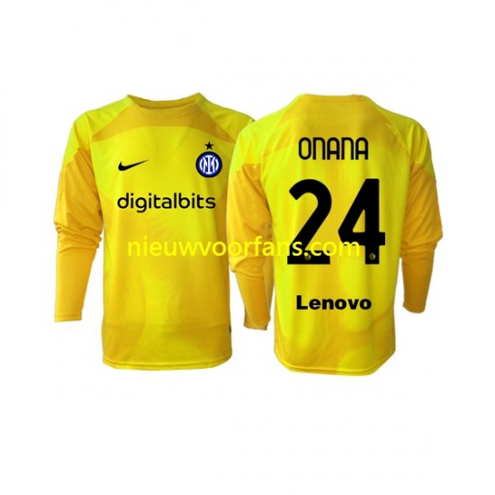 Inter Milan Heren Shirt met Bedrukking Doelman Andre Onana 24 Uit 2022-2023 Lange Mouw