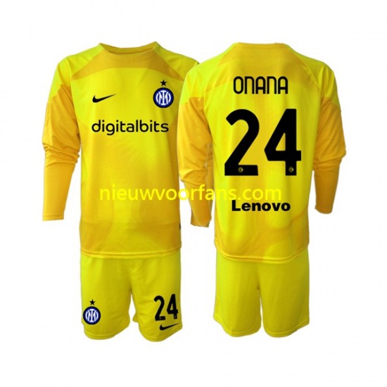 Inter Milan Kind Shirt met Bedrukking Doelman Andre Onana 24 Uit 2022-2023 Lange Mouw