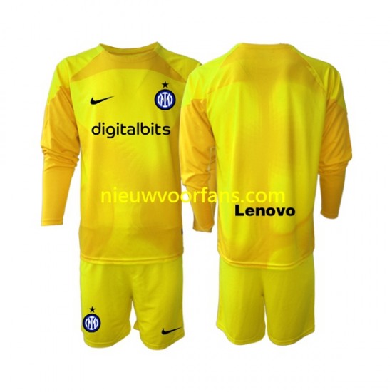 Inter Milan Kind Shirt met Bedrukking Doelman Uit 2022-2023 Lange Mouw