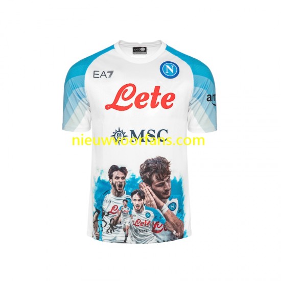 Napoli Heren Shirt met Bedrukking Face Game Kvaratskhelia 77 Thuis 2022-2023 Korte Mouw