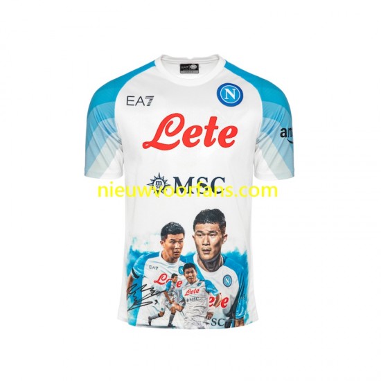 Napoli Heren Shirt met Bedrukking Face Game Minjae 3 Thuis 2022-2023 Korte Mouw