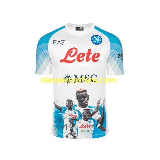 Napoli Heren Shirt met Bedrukking Face Game Osimhen 9 Thuis 2022-2023 Korte Mouw