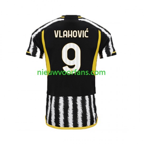 USA Juventus Heren Shirt met Bedrukking Dn Vlahovic 9 Thuis 2023-2024 Korte Mouw
