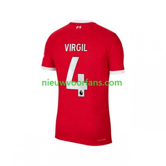 Liverpool Heren Shirt met Bedrukking Virgil van Dijk 4 Thuis 2023-2024 Korte Mouw